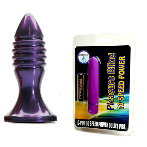 Zing Vibrating Plug and 1 Authentic Ultra Powerful C-POP 10 Speed Vibrating Bullet - PURPLE