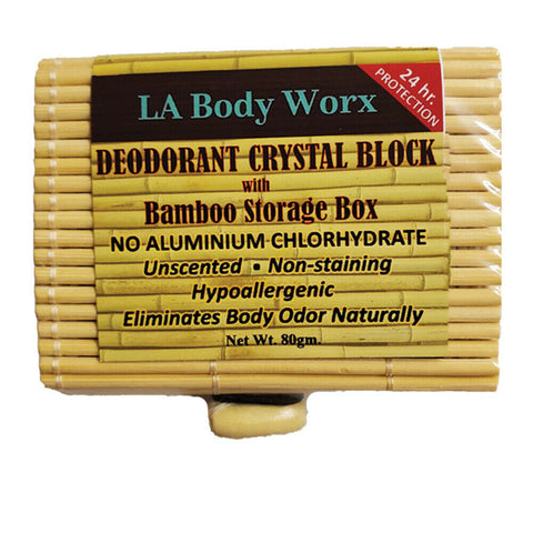 Premium Alum Crystal Deodorant Stone Odor Killer with Bamboo Storage Box 100% Natural